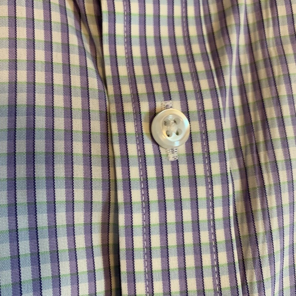 Hudson Room Slim Fit 80's Two Ply Mens Dress Shirt Check White/Purple Sz 15 - Picture 3 of 5